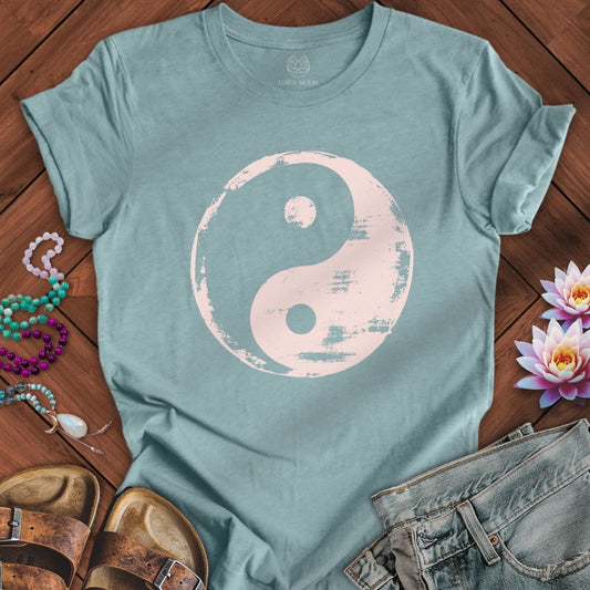 Classic Yin Yang Tee Heather Blue Lagoon