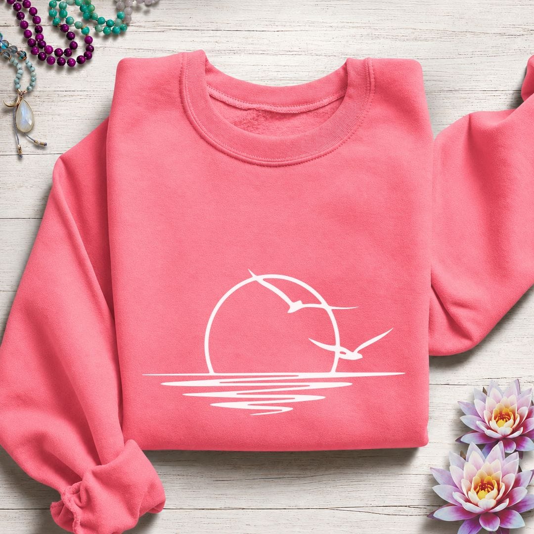 Coastal Sunset Sweatshirt Safety Pink