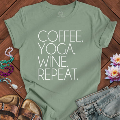 Coffee Yoga Wine Tee Sage