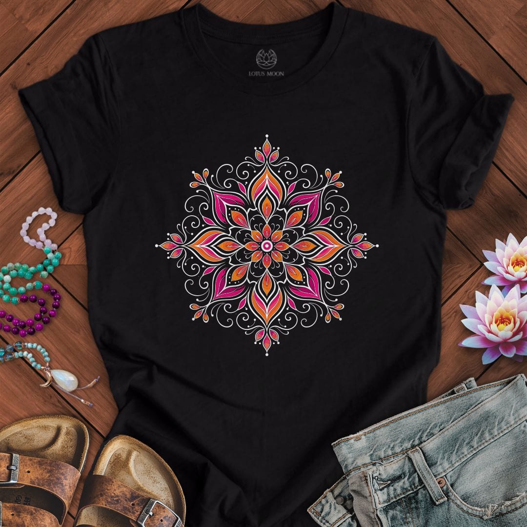 Printify T-Shirt Colorful Mandala Tee Black / S