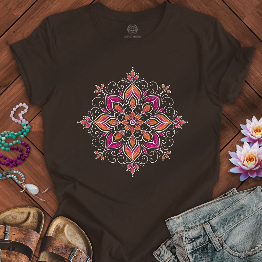 Printify T-Shirt Colorful Mandala Tee Brown / S