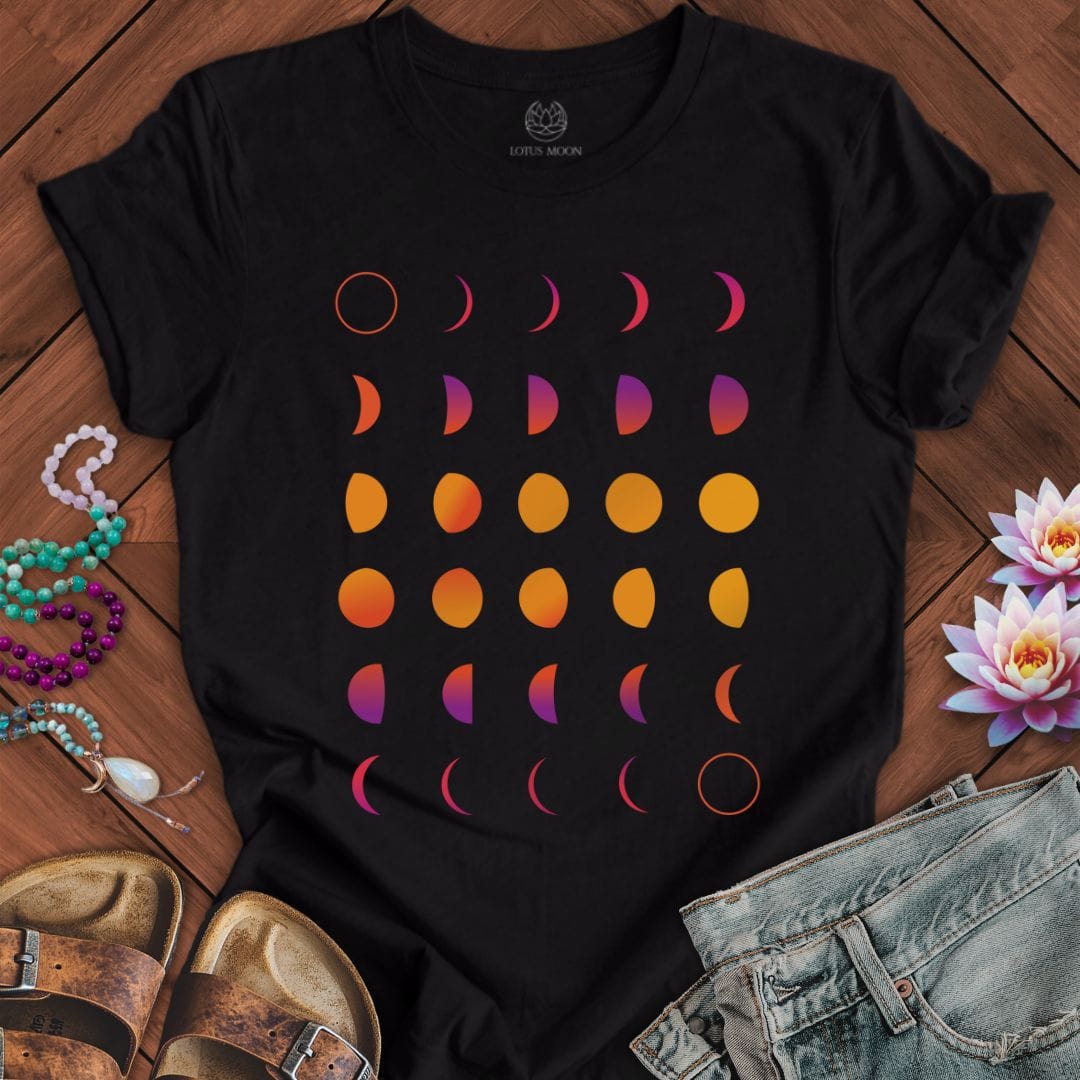 Colorful Moon Phases Tee Black Heather