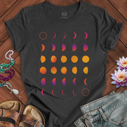 Colorful Moon Phases Tee Dark Grey Heather