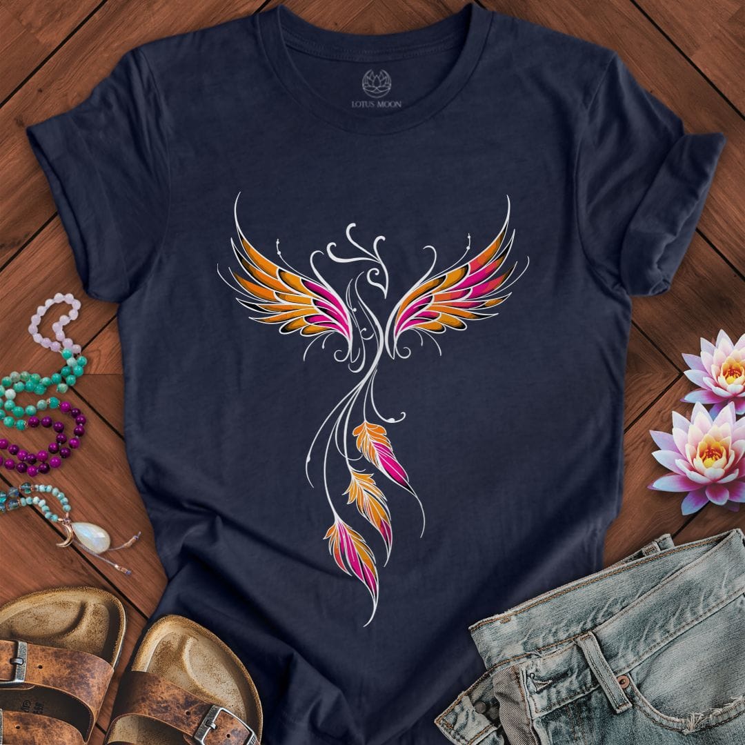 Printify T-Shirt Colorful Phoenix Tee Heather Midnight Navy / S