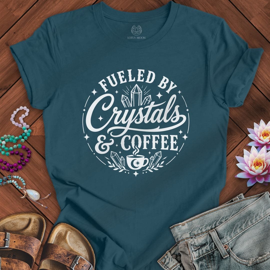 Crystals and Coffee Tee Deep Teal