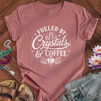 Crystals and Coffee Tee Heather Mauve