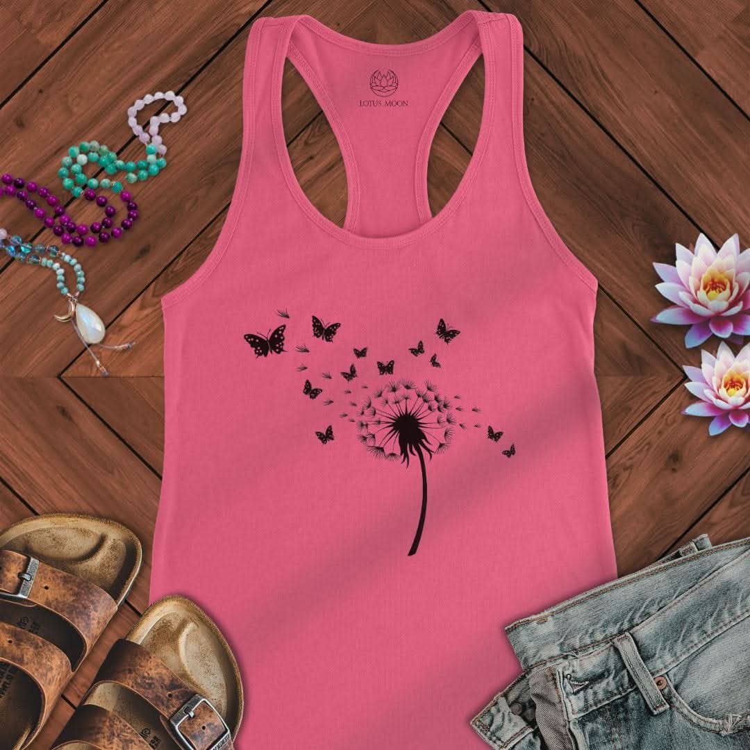 Dandelion Butterflies Tank Solid Hot Pink