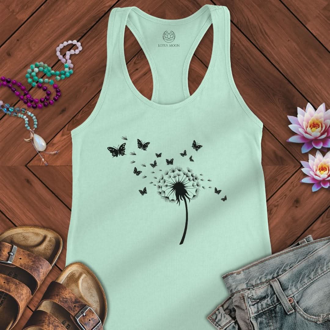 Dandelion Butterflies Tank Solid Mint