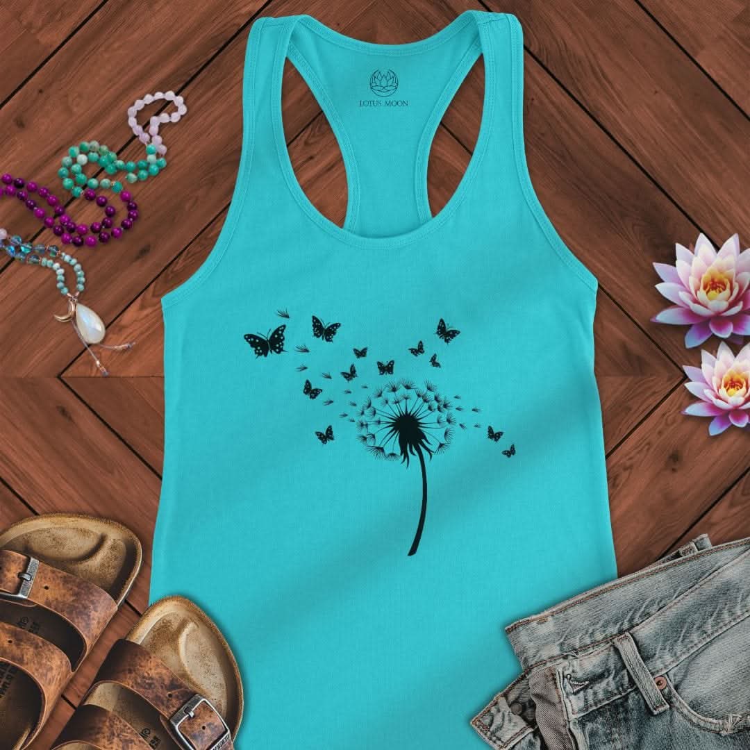 Dandelion Butterflies Tank Solid Tahiti Blue