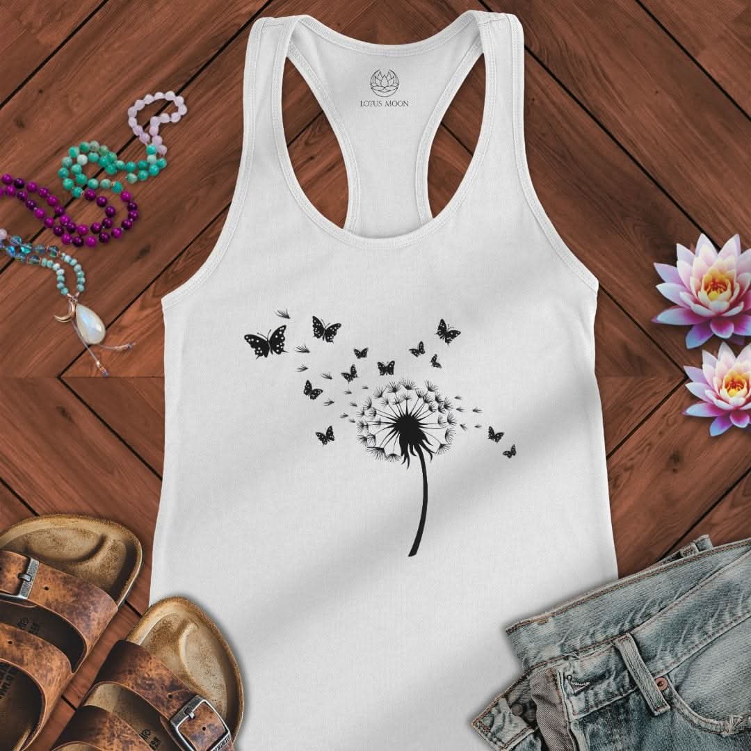 Dandelion Butterflies Tank Solid White