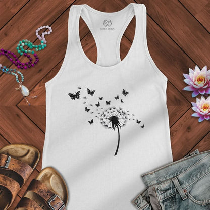 Dandelion Butterflies Tank Solid White