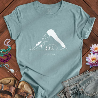Downward Dog Tee Heather Blue Lagoon