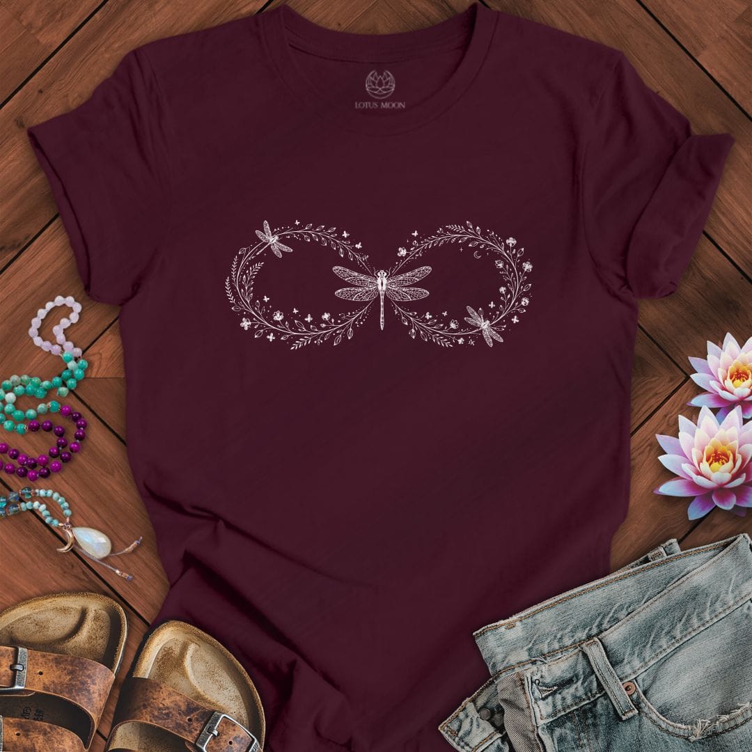 Printify T-Shirt Dragonfly Infinity Tee Maroon / S