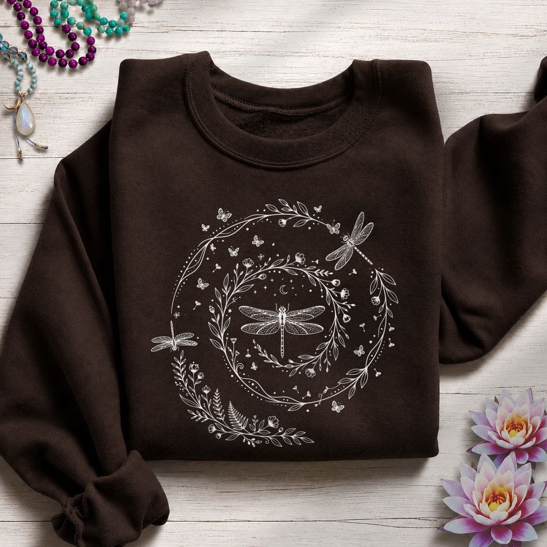 Printify Sweatshirt Dragonfly Spiral Sweatshirt Dark Chocolate / S