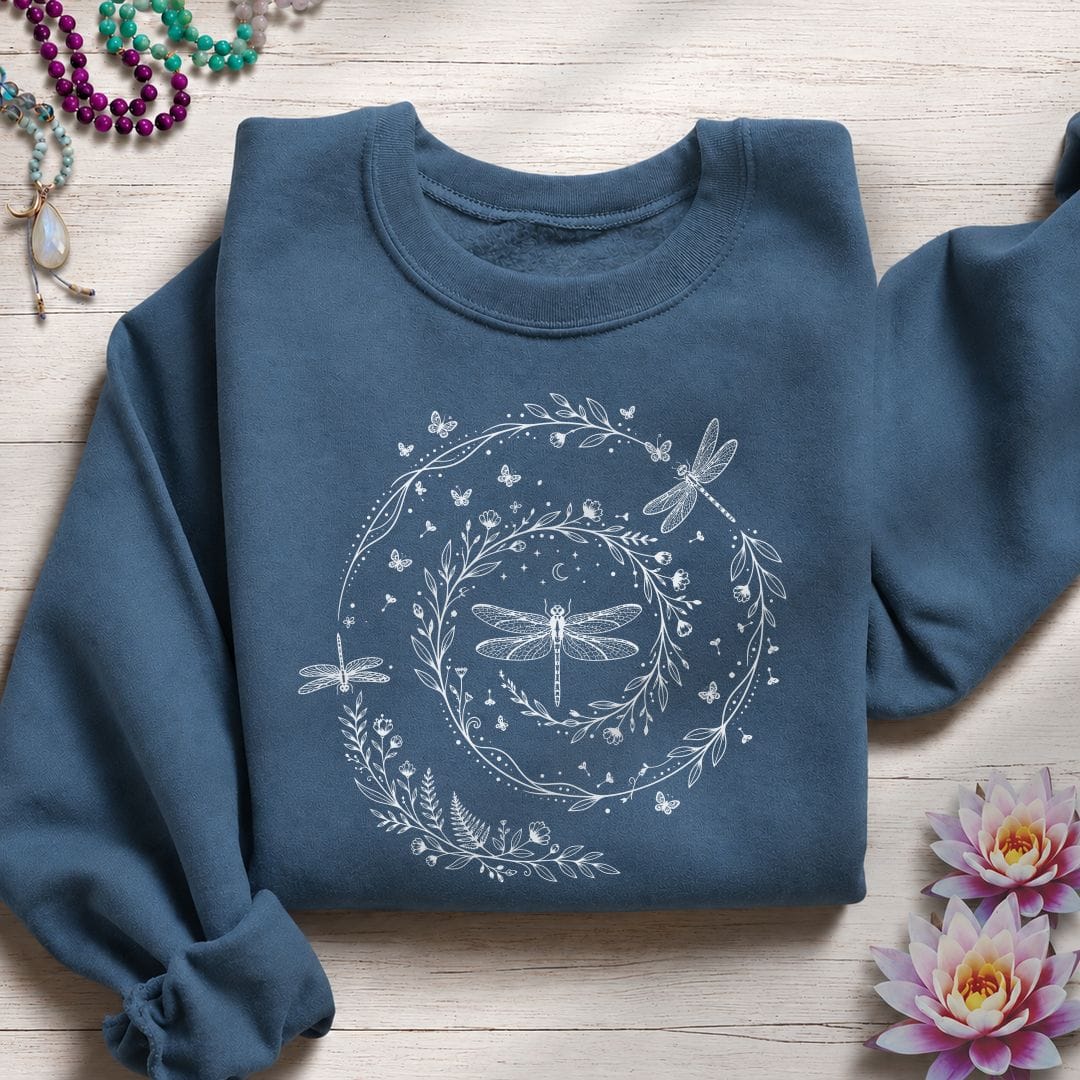 Printify Sweatshirt Dragonfly Spiral Sweatshirt Indigo Blue / S