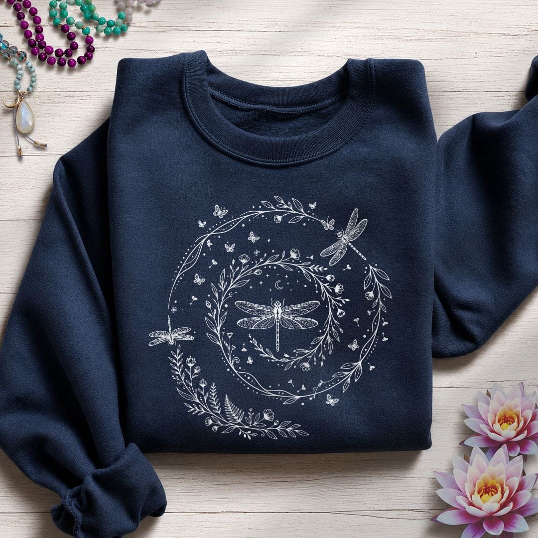 Printify Sweatshirt Dragonfly Spiral Sweatshirt Navy / S