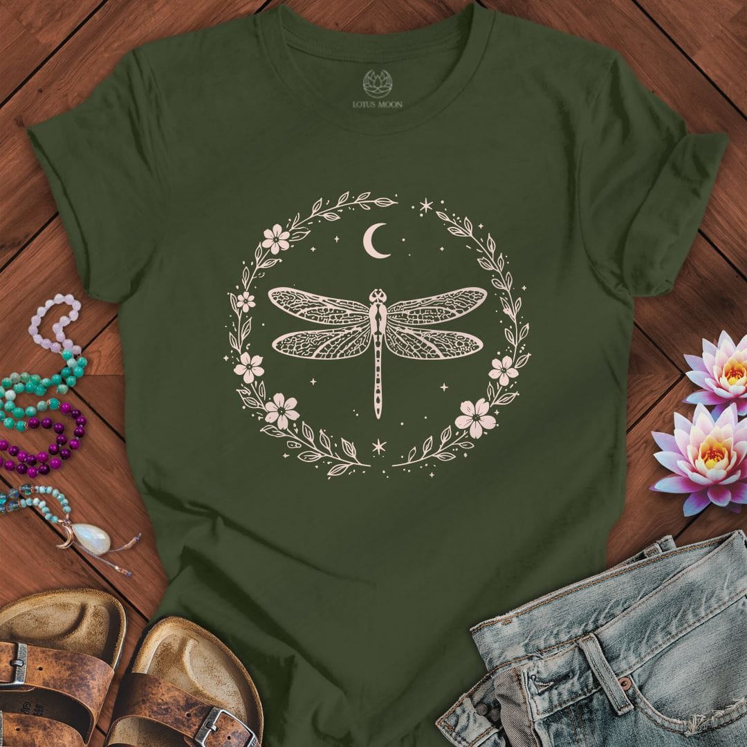 Dragonfly Wreath Tee Military Green