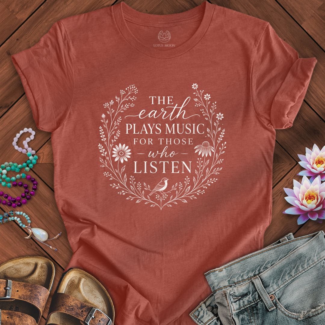 Printify T-Shirt Earth Plays Music Tee Heather Clay / S