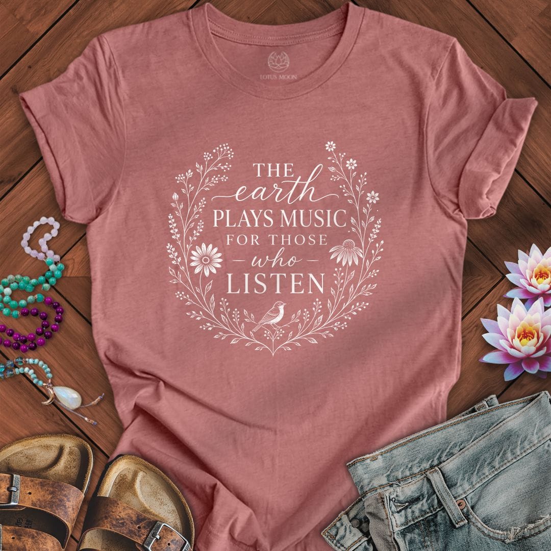 Printify T-Shirt Earth Plays Music Tee Heather Mauve / S