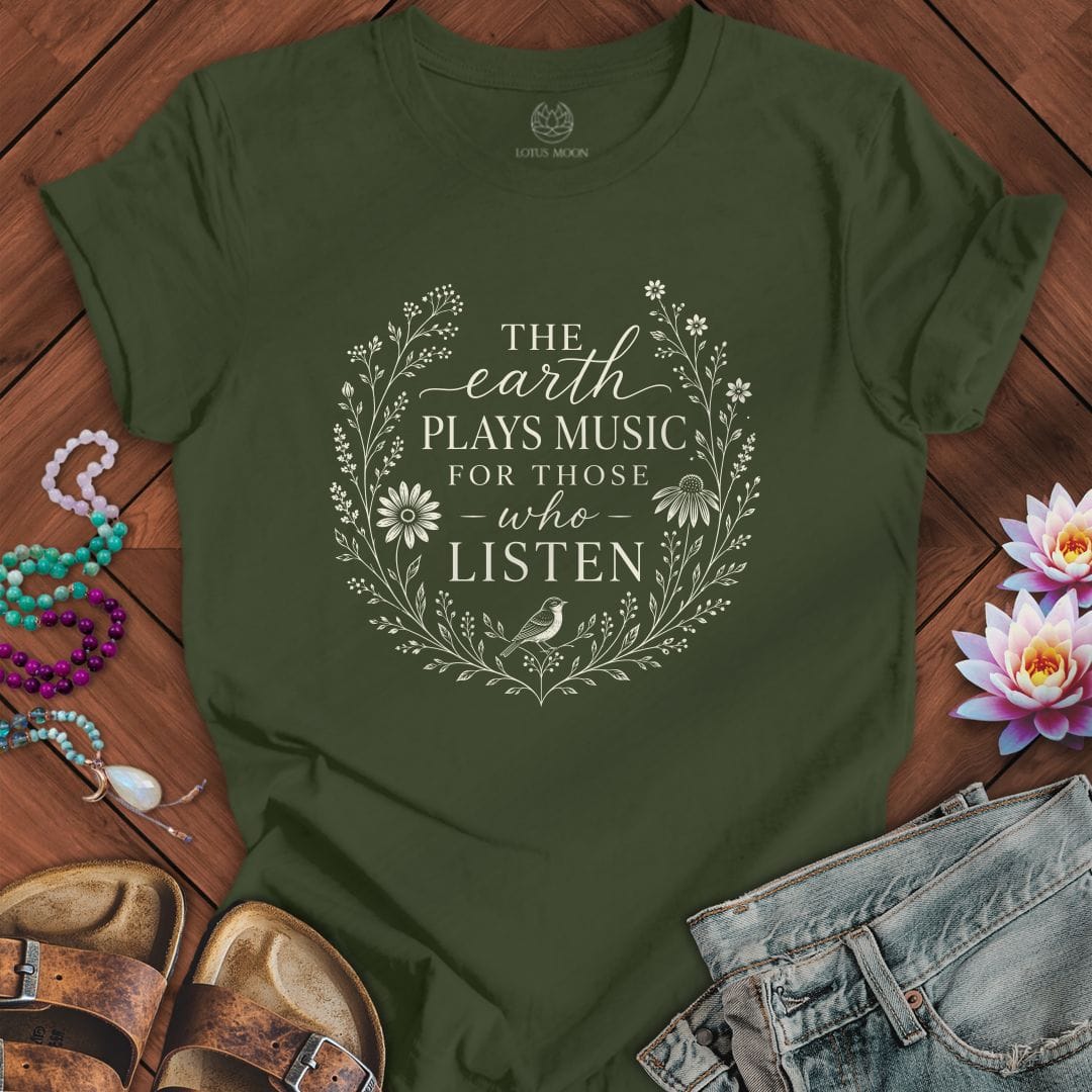 Printify T-Shirt Earth Plays Music Tee Military Green / S