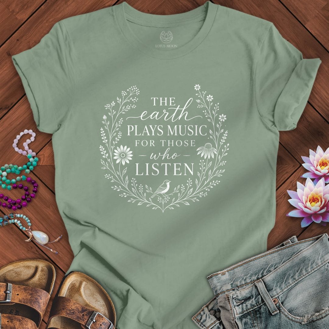 Printify T-Shirt Earth Plays Music Tee Sage / S