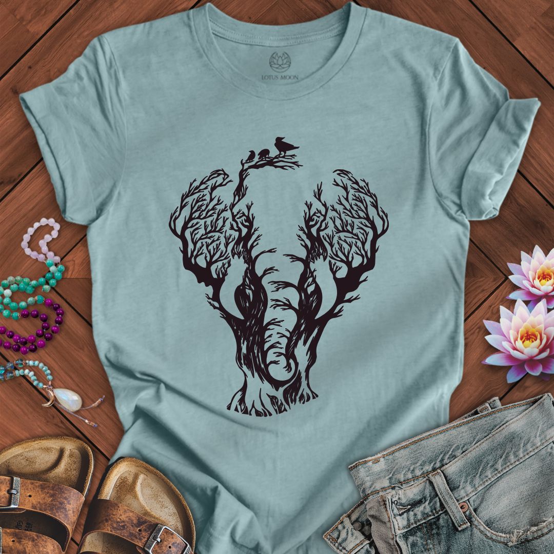 Elephant Tree Tee Heather Blue Lagoon