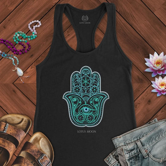 Evil Eye Hamsa Tank Solid Black