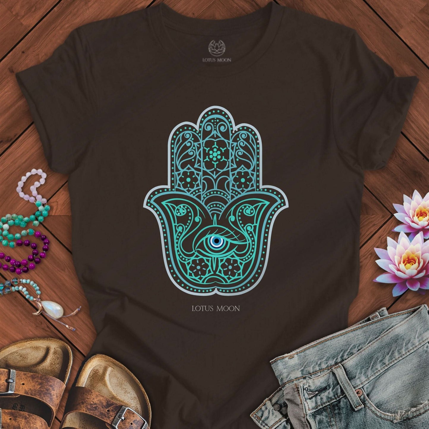 Evil Eye Hamsa Tee Brown
