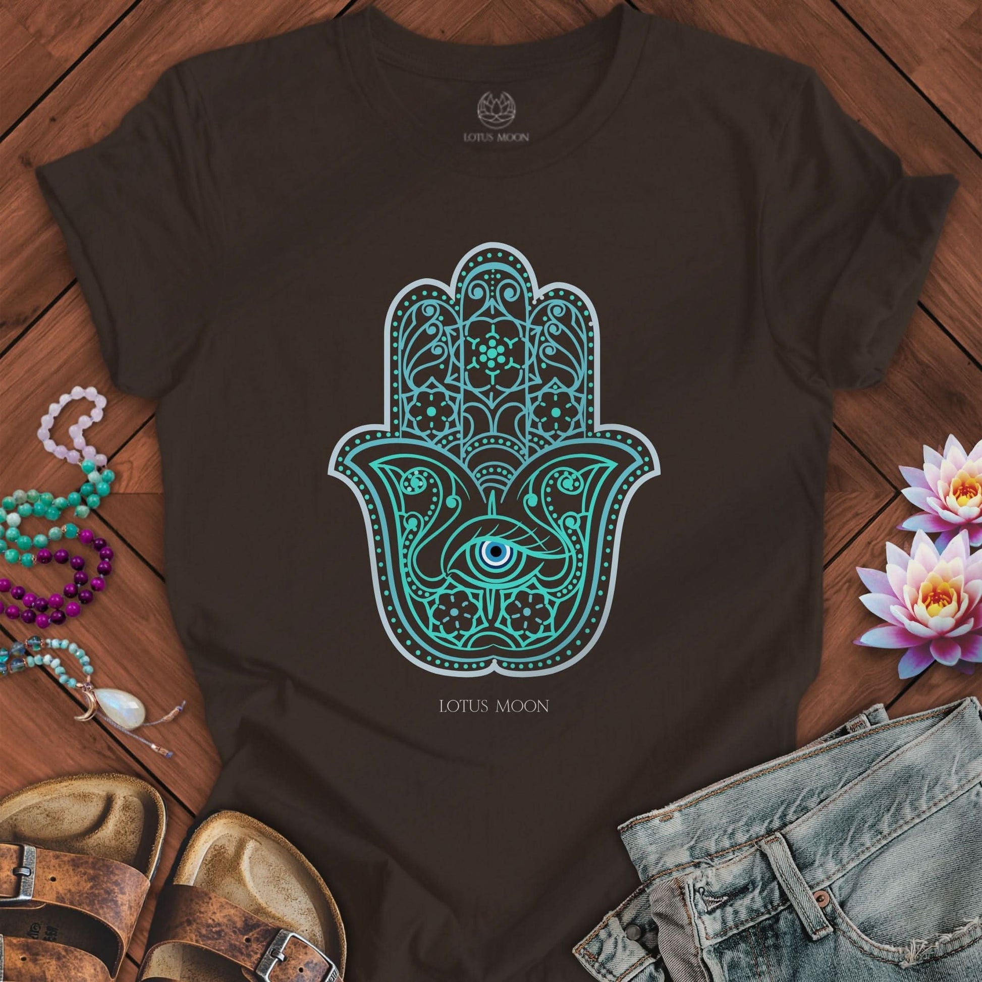 Evil Eye Hamsa Tee Brown