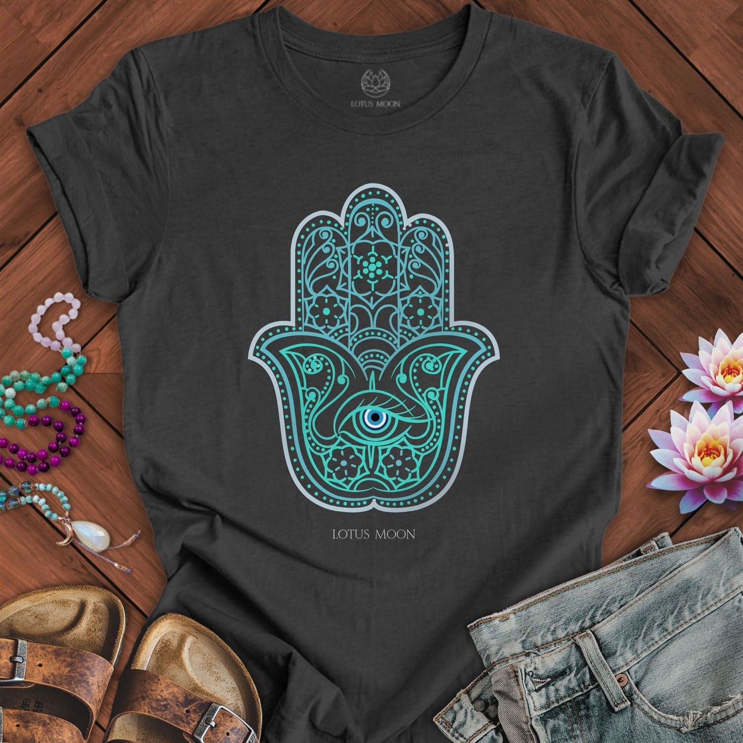 Evil Eye Hamsa Tee Dark Grey Heather
