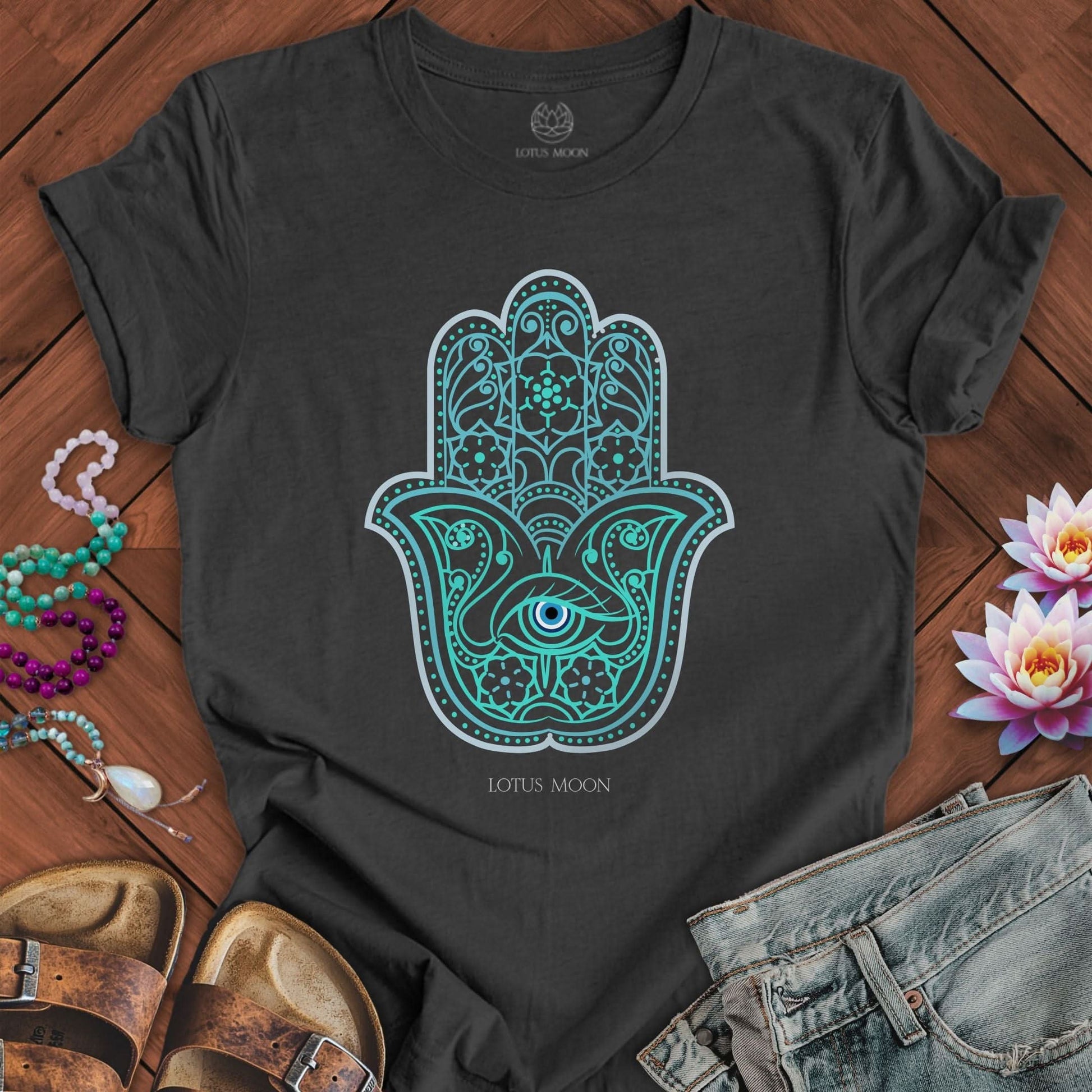 Evil Eye Hamsa Tee Dark Grey Heather