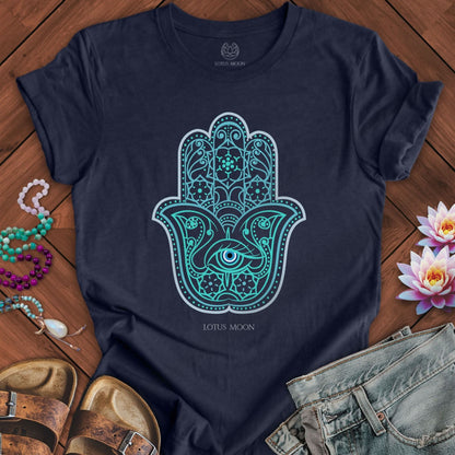 Evil Eye Hamsa Tee Heather Midnight Navy