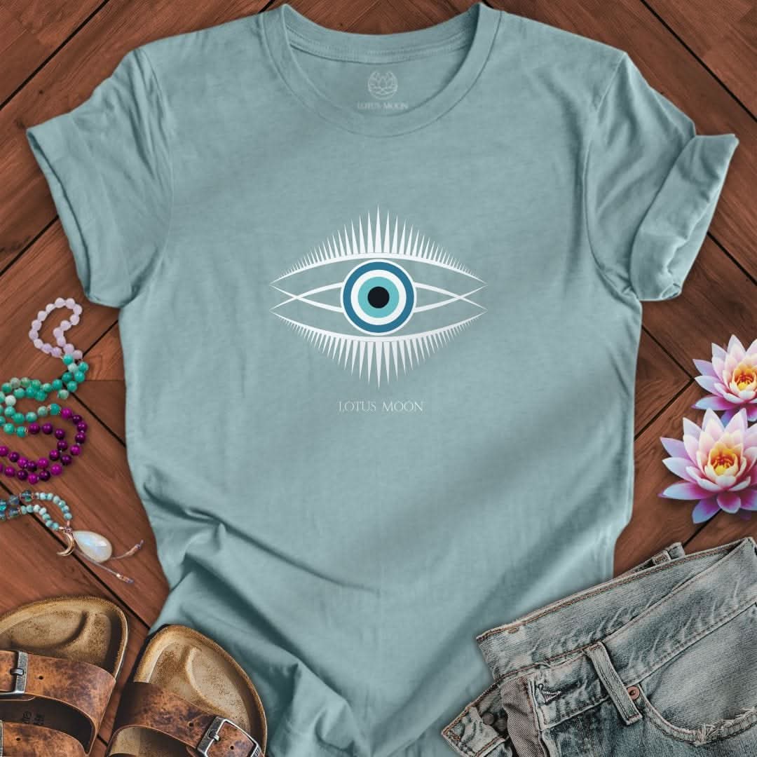 Evil Eye Tee Heather Blue Lagoon