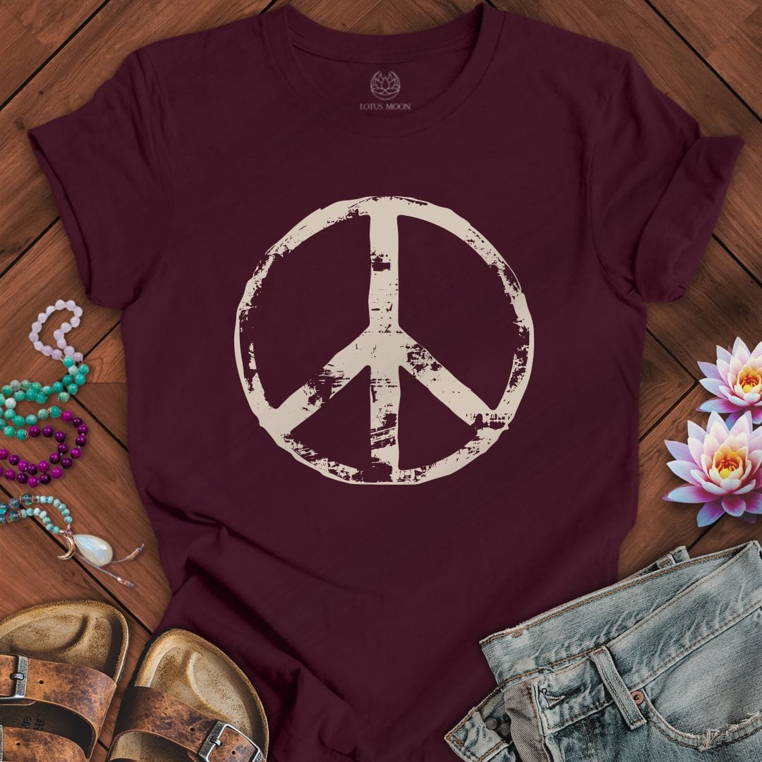 Printify T-Shirt Fall Classic Peace Tee Maroon / S