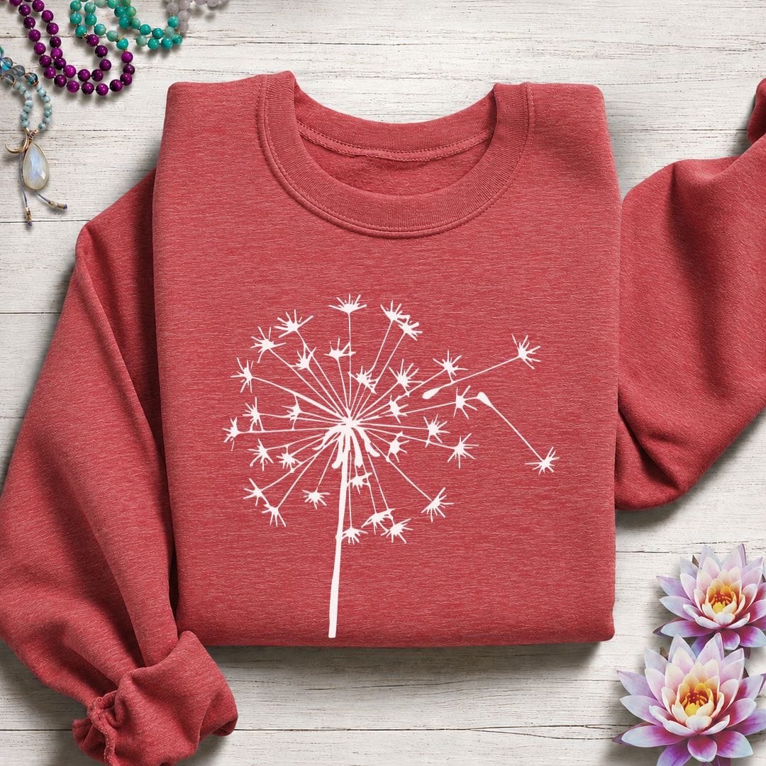 Printify Sweatshirt Fall Dandelion Sweatshirt Heather Scarlet Red / S