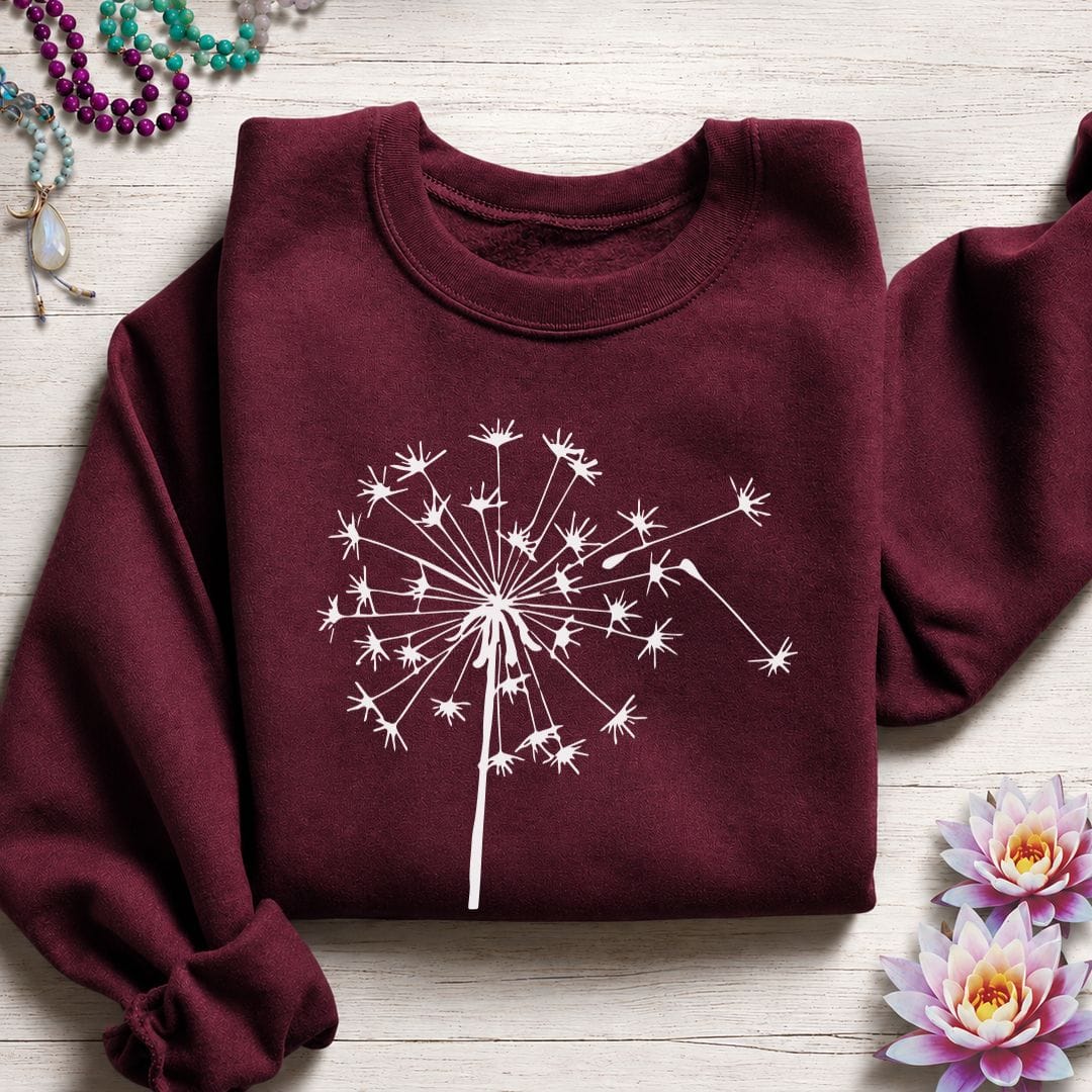 Printify Sweatshirt Fall Dandelion Sweatshirt Maroon / S