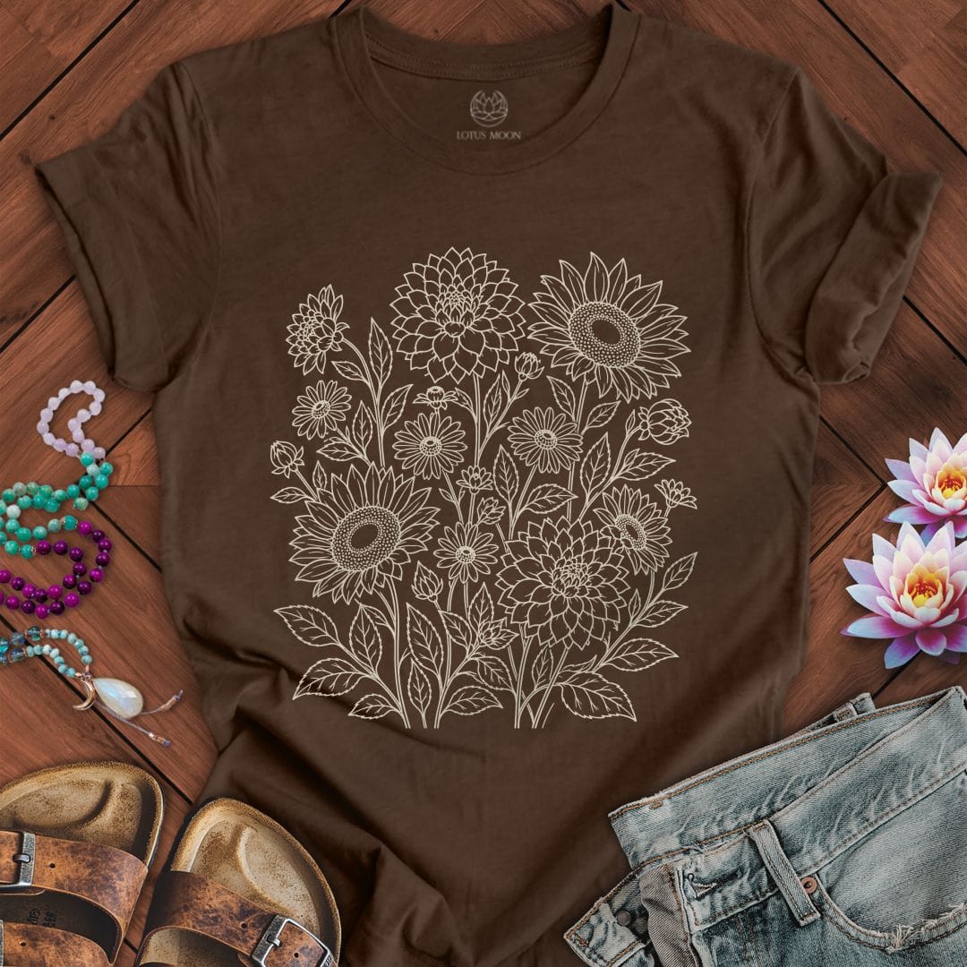 Printify T-Shirt Fall Florals Tee Heather Brown / S