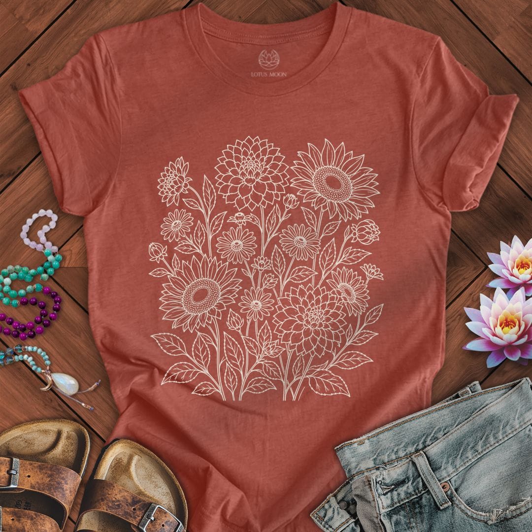 Printify T-Shirt Fall Florals Tee Heather Clay / S