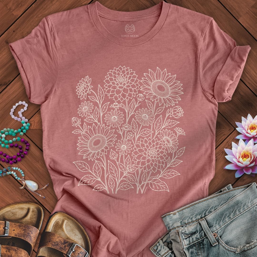 Printify T-Shirt Fall Florals Tee Heather Mauve / S
