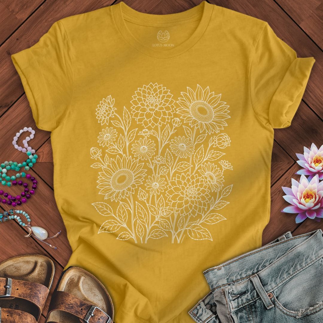 Printify T-Shirt Fall Florals Tee Heather Mustard / S