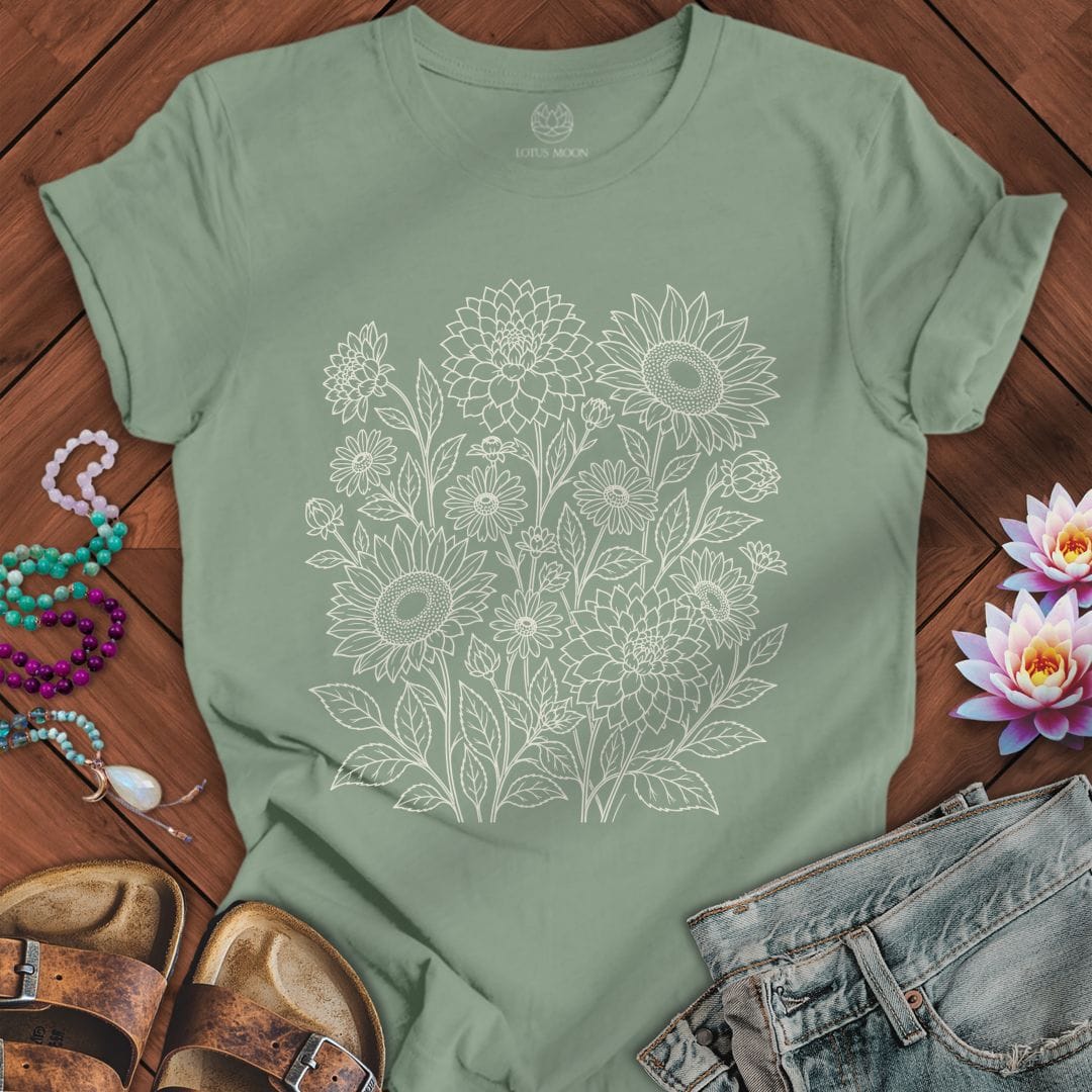 Printify T-Shirt Fall Florals Tee Sage / S