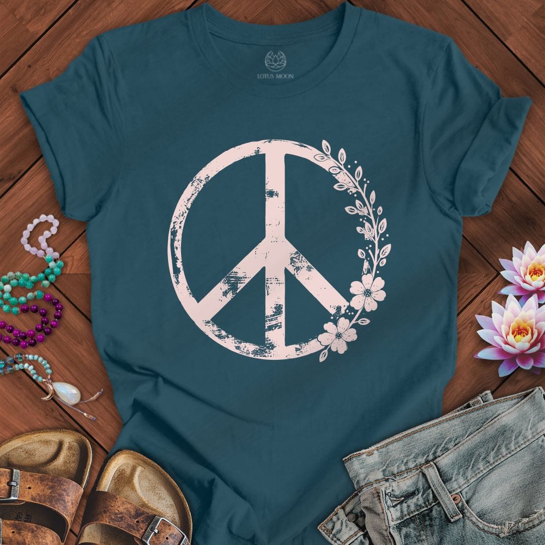 Floral Classic Peace Tee Deep Teal