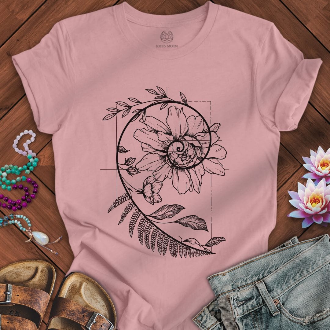 Printify T-Shirt Floral Fibonacci Tee Orchid / S