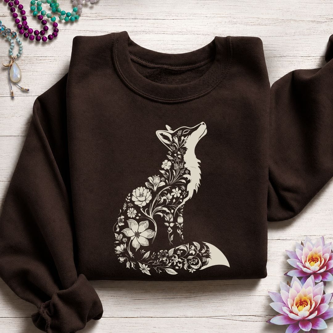 Floral Fox Sweatshirt Dark Chocolate