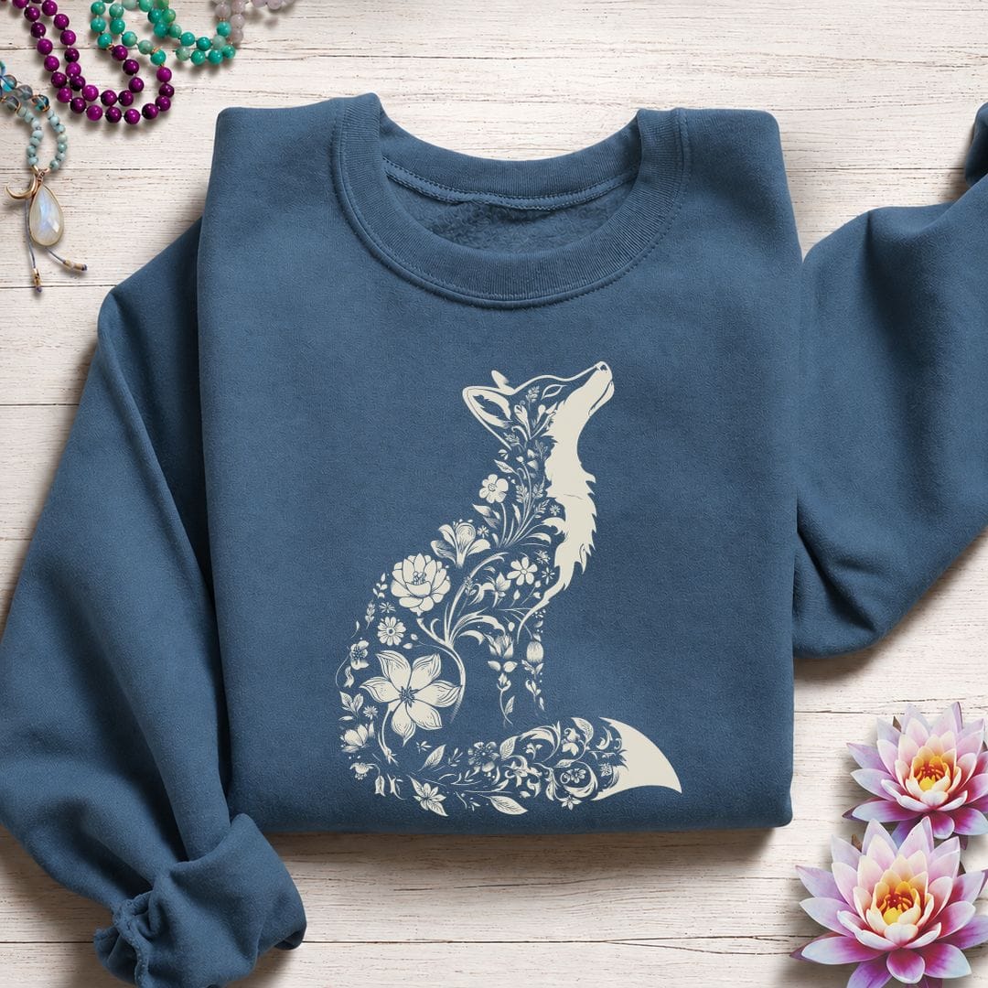 Floral Fox Sweatshirt Indigo Blue