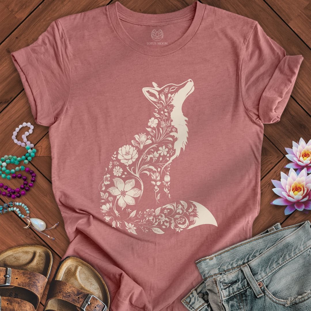 Floral Fox Tee Heather Mauve