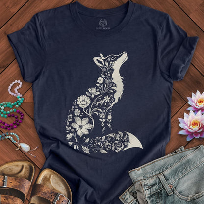 Floral Fox Tee Heather Midnight Navy
