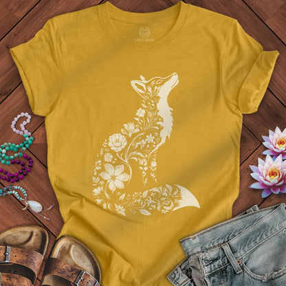 Floral Fox Tee Heather Mustard