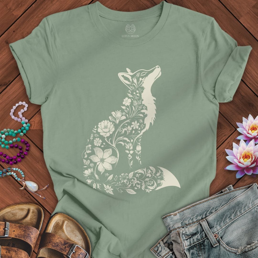 Floral Fox Tee Sage