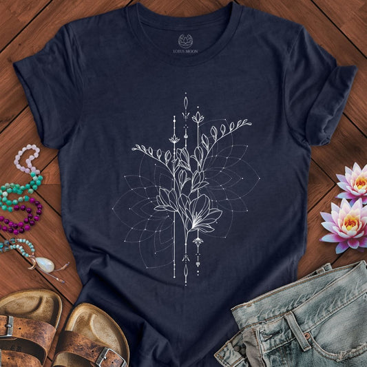 Floral Geometry Tee Heather Midnight Navy